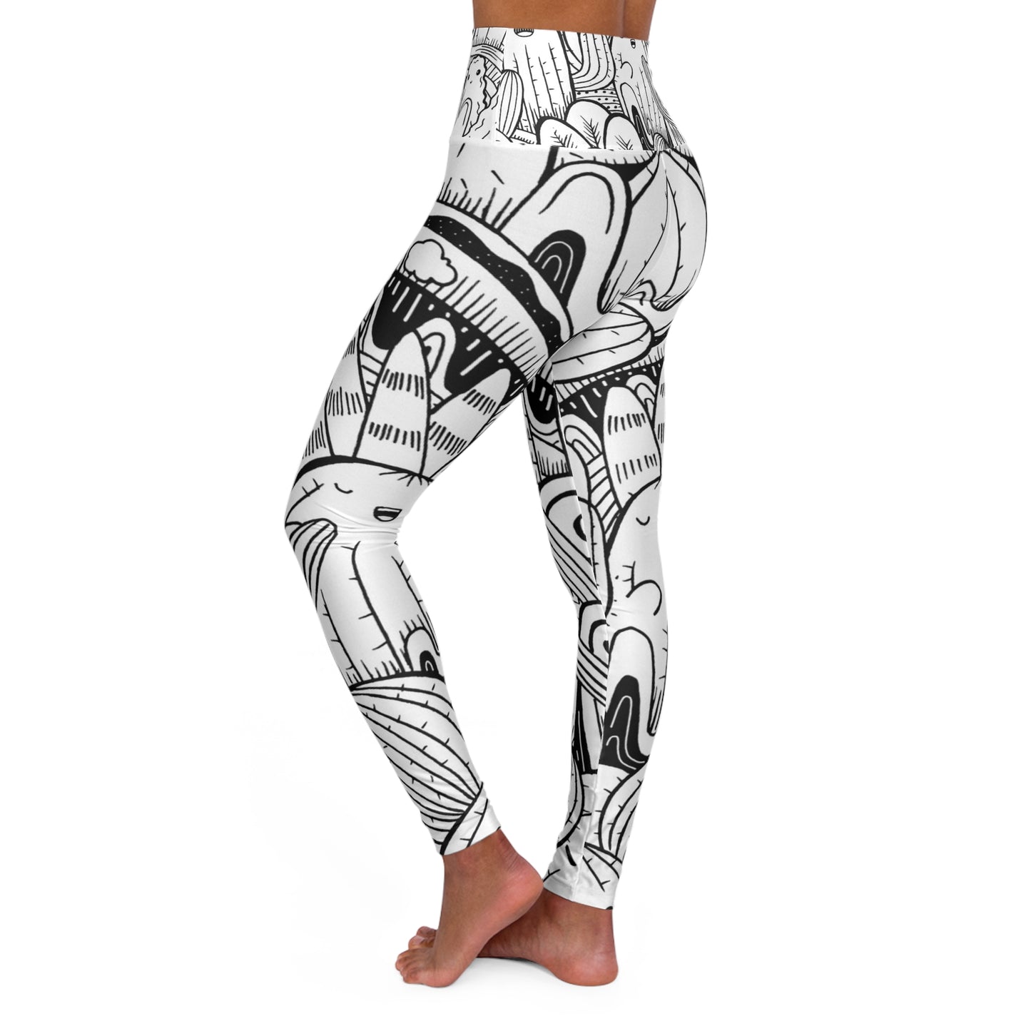 Doodle Cactus - Inovax High Waisted Yoga Leggings