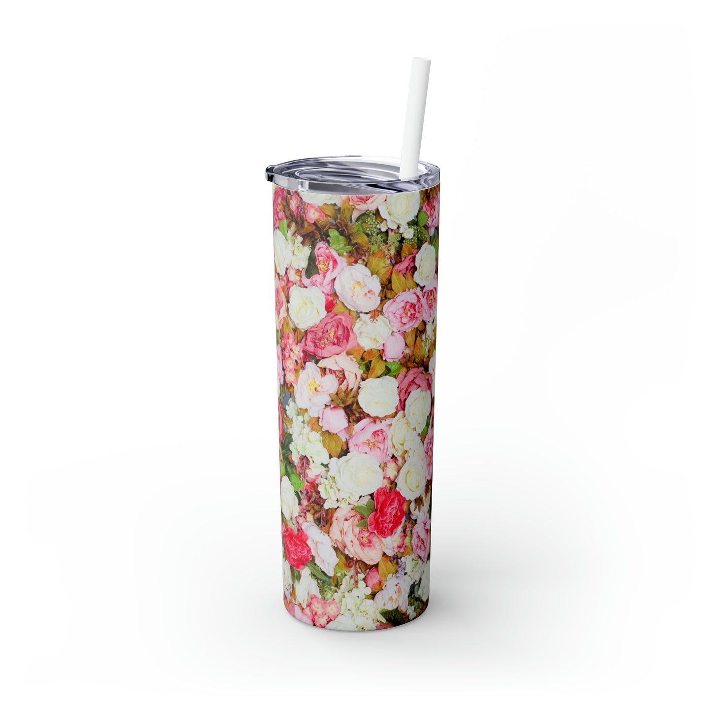 Flores rosas - Vaso delgado con pajita Inovax Maars® de 20 oz