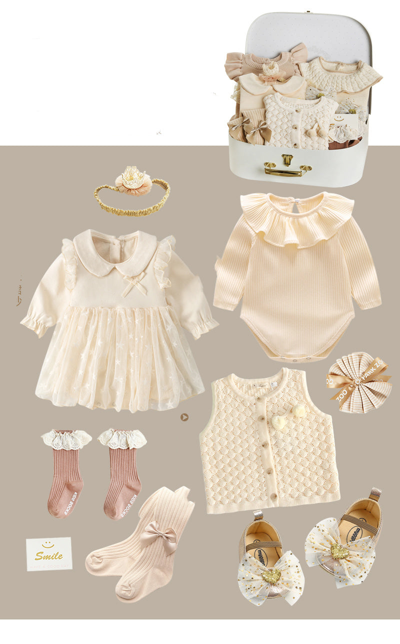 Coffret cadeau nouveau-né costume printemps et été fille bébé cadeau pleine lune