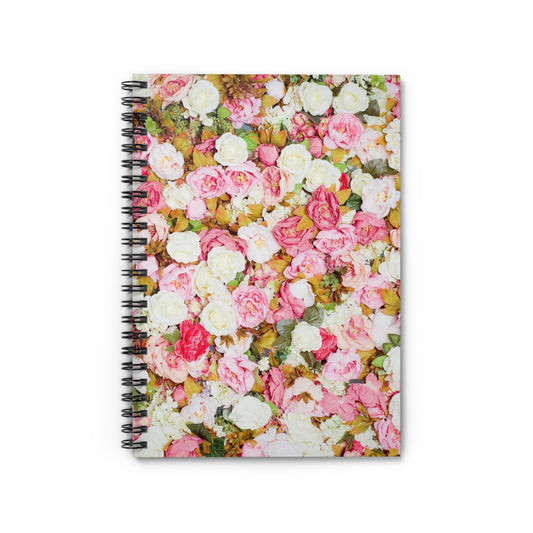 Fleurs roses - Carnet à spirale Inovax (ligne lignée)