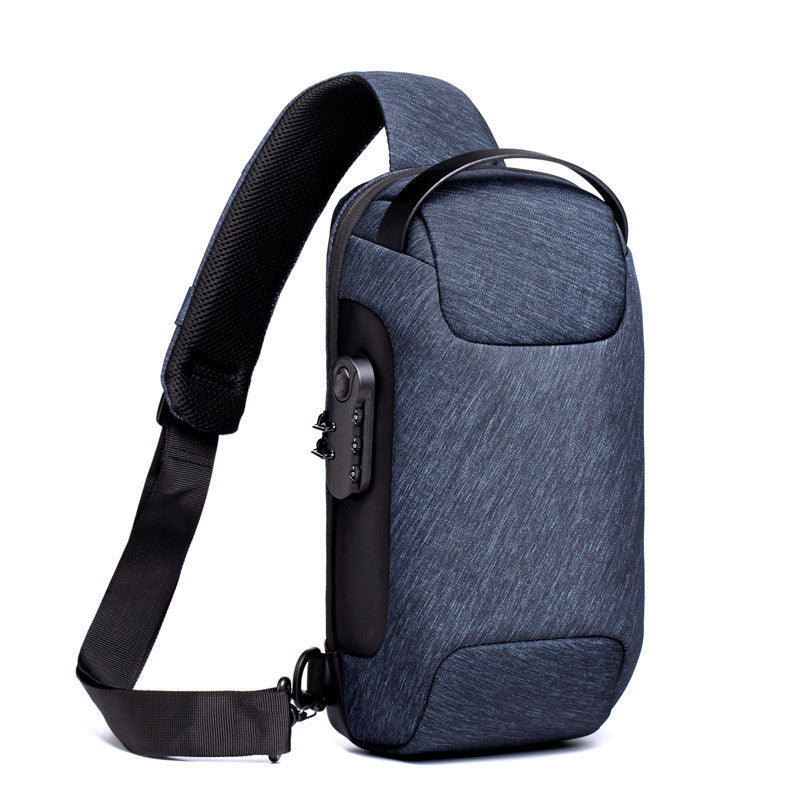 Bolso antirrobo USB impermeable para hombre, bolso de hombro tipo bandolera Oxford, bandolera de viaje corta multifunción, paquete de pecho