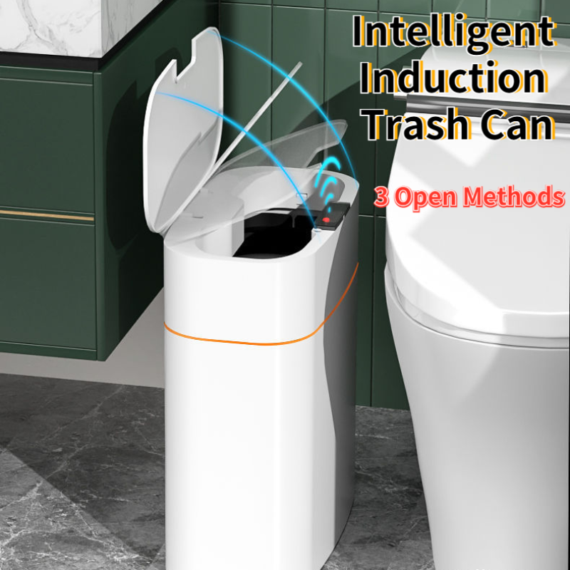 Poubelle intelligente avec couvercle pour chambre à coucher et salon, boîte de rangement de cuisine, poubelle à induction, petite boîte de voiture, poubelle intelligente automatique Smart Trash Bin