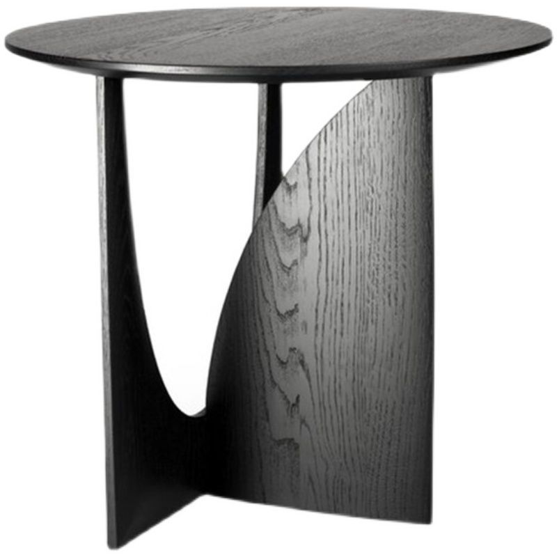 Table d'appoint ronde en bois massif Table d'angle design géométrique Table de chevet noire