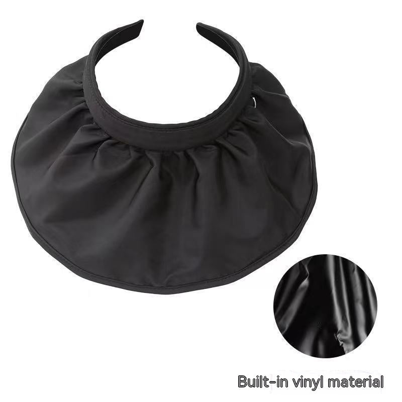 Bonnet en forme de coque en vinyle pour femme, pare-soleil pliable, capuchon supérieur vide à large bord