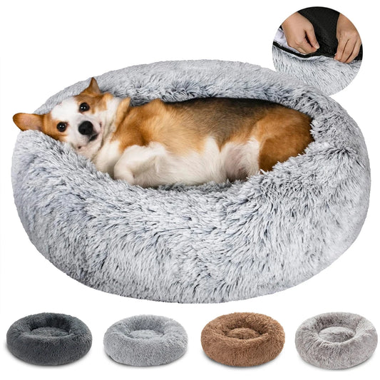 Removable Dog Bed Long Plush Cat Dog Beds for Small Large Dogs Cushion Sofa Winter Warm Pet Kennel Fluffy Sleeping Dogs Beds Mat