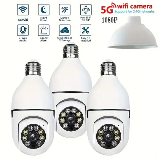 Caméra de Surveillance avec ampoule E27 5G, Vision nocturne, suivi humain automatique, Zoom numérique 4X, vidéo, moniteur de sécurité pour maison intelligente