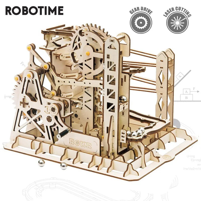 Robotime Rokr 4 tipos de canicas DIY rueda de agua bloques de construcción en miniatura Kits de montaje juguete para regalo para niños adultos Dropship