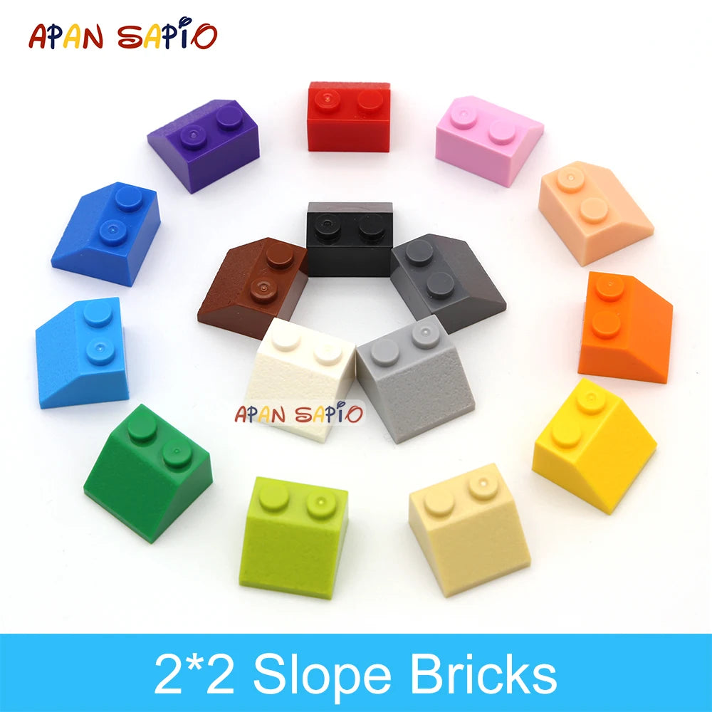 80pcs DIY Building Blocks Thick Figure Bricks Slope 2x2 Educational Creative Size Compatible With Plastic Toys for Children