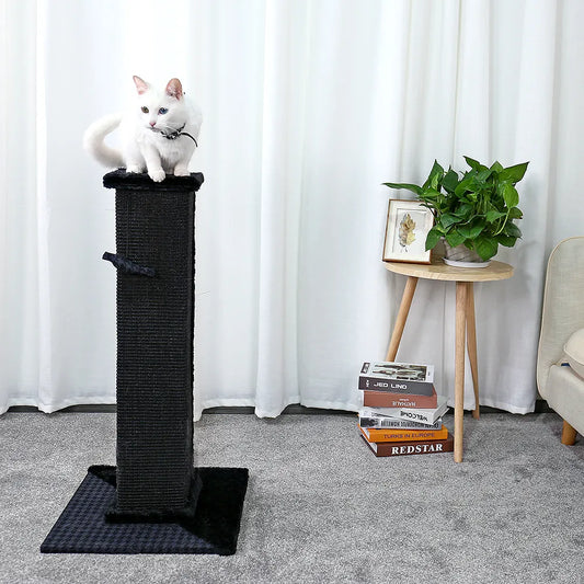 Poste rascador para árbol de Gato, 82cm de alto, para interior, percha superior de felpa, estable, duradero, con bola, muebles protectores de Sisal Natural negro