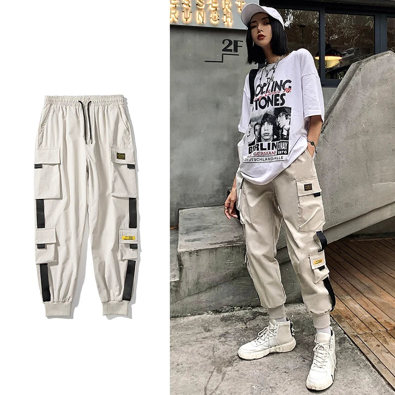 Streetwear pantalon noir femmes Style coréen taille élastique pantalons de survêtement Baggy pantalon été automne Hip Hop Harajuku pantalon femmes