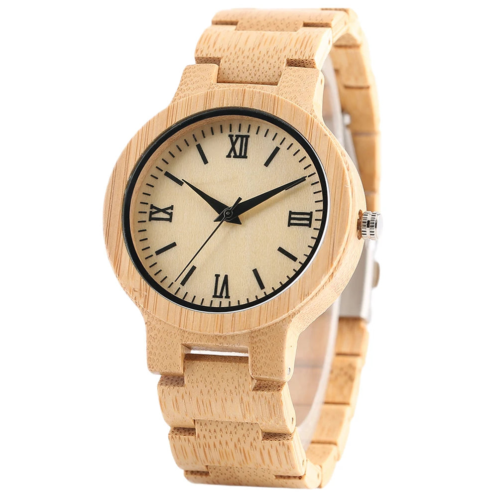 YISUYA Nature Wood Bamboo Watch Men Handmade Full Wooden Creative Women Watches New Fashion Quartz Digital Clock Christmas Gift