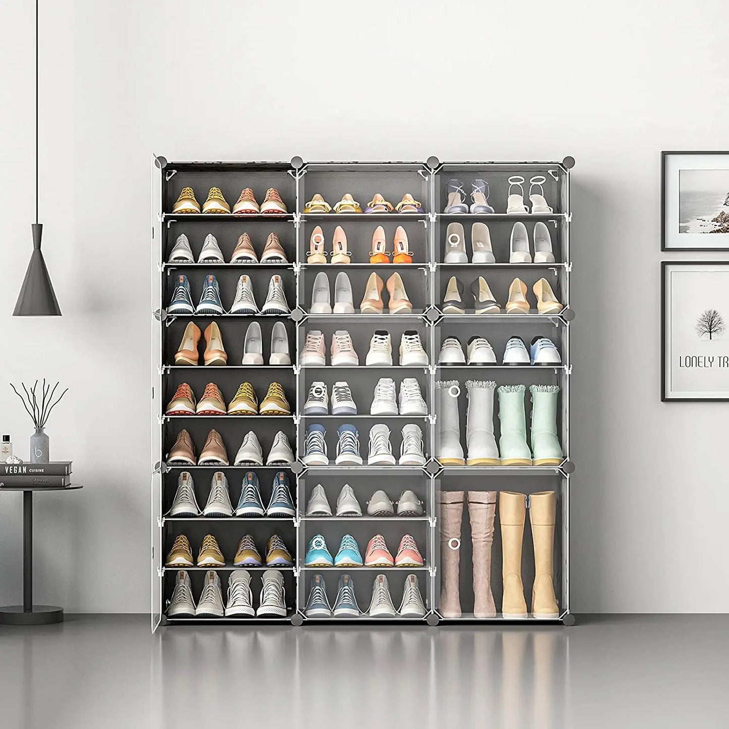 Étagère à chaussures américaine de grande capacité, rangement de bottes, 12 cubes, organisateur modulaire en plastique, 6 niveaux, 24 à 96 paires de Cabine tour à chaussures