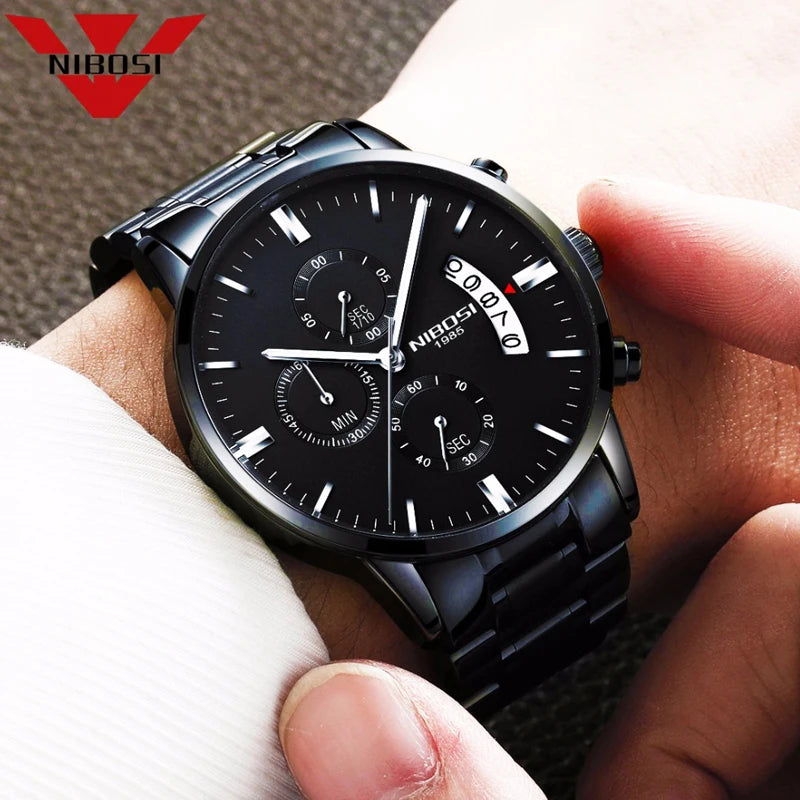 NIBOSI hommes montres de luxe célèbre haut marque hommes mode tenue décontractée montre militaire Quartz montres Relogio Masculino Saat