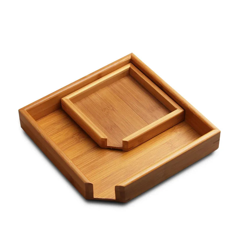 Bandeja de té rectangular de bambú, platillo para té Kung Fu Pu'er, bandeja de almacenamiento, recipiente para ceremonia del té, accesorios para servicio de té, japonés creativo