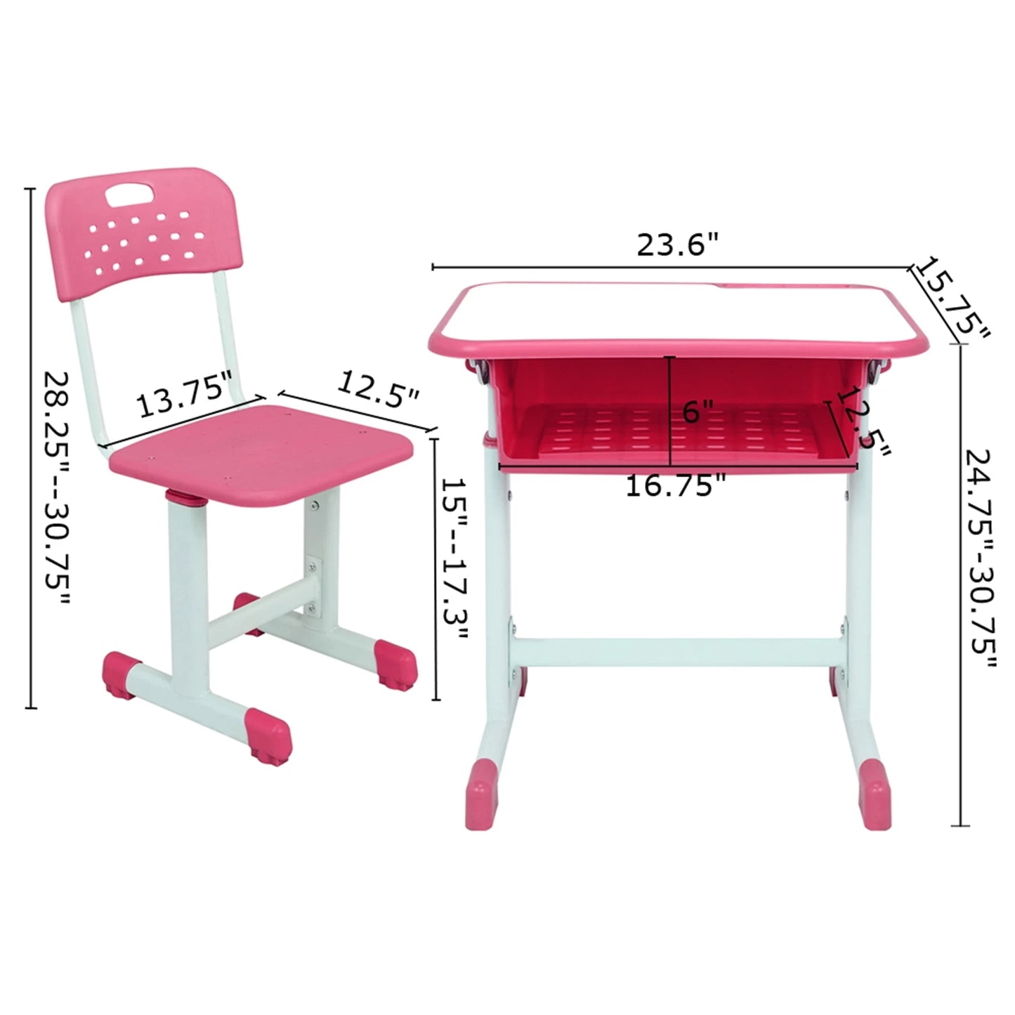 Bureau d'étudiant et Kit de chaise réglables en deux couleurs, ensemble de Table d'étude pour enfants, bureau d'étude pour enfants, bureau d'étude pour les devoirs