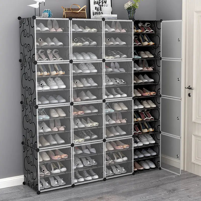 Étagère à chaussures américaine de grande capacité, rangement de bottes, 12 cubes, organisateur modulaire en plastique, 6 niveaux, 24 à 96 paires de Cabine tour à chaussures