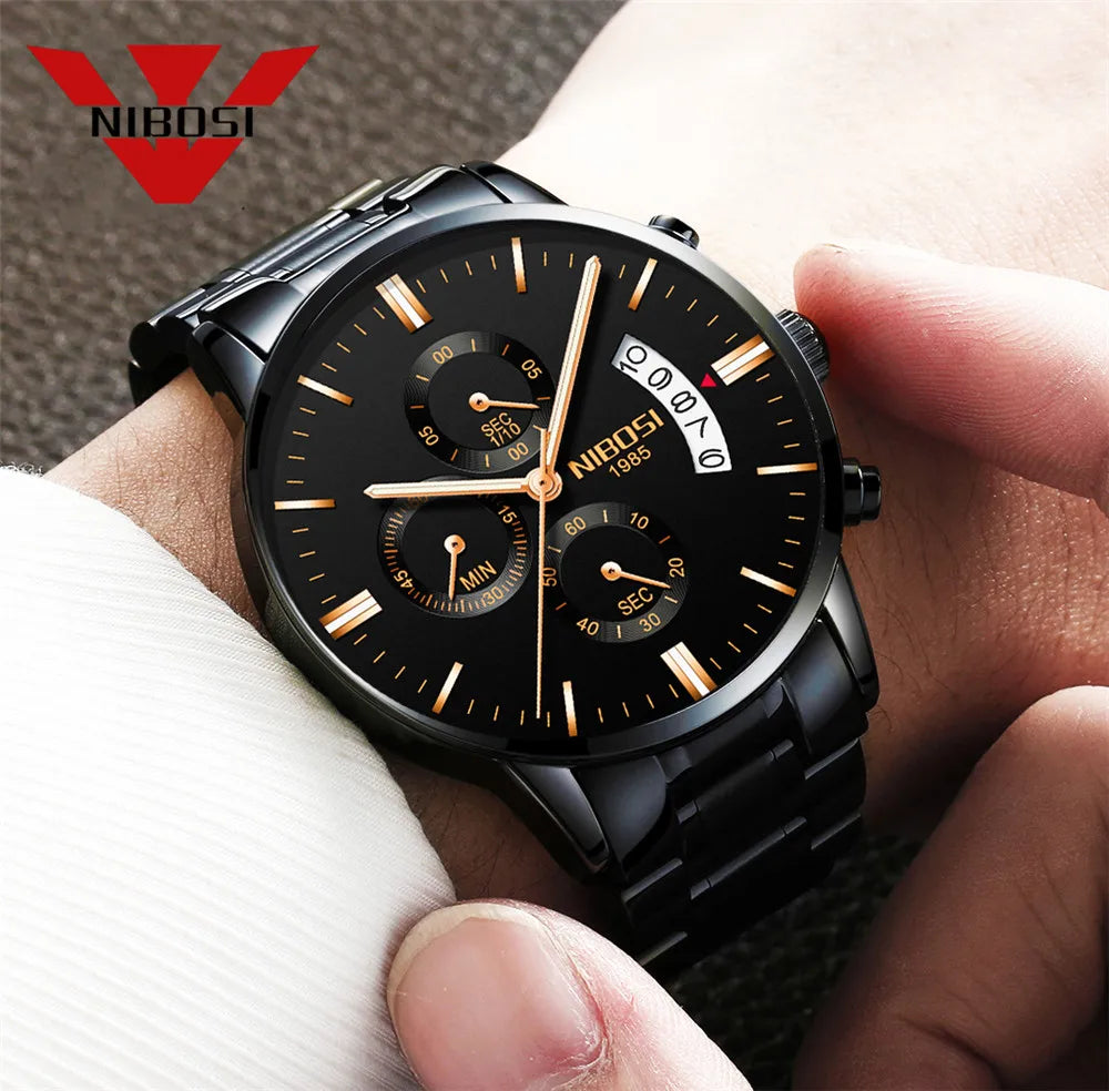 NIBOSI hommes montres de luxe célèbre haut marque hommes mode tenue décontractée montre militaire Quartz montres Relogio Masculino Saat