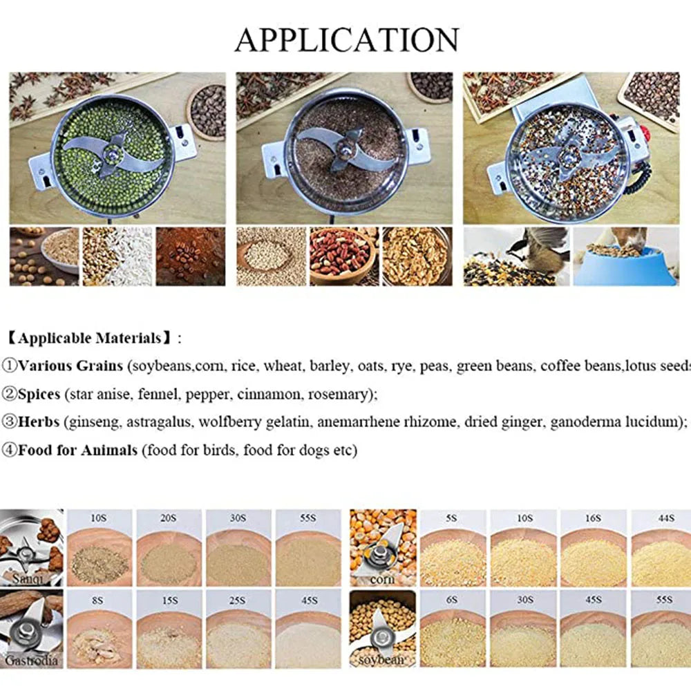 800G Spice Grinder Grain Herb Spices Mill Coffee Grinder Machine Swing Type Grains Grinder Medicine Wheat Mixer Dry Food Grinder