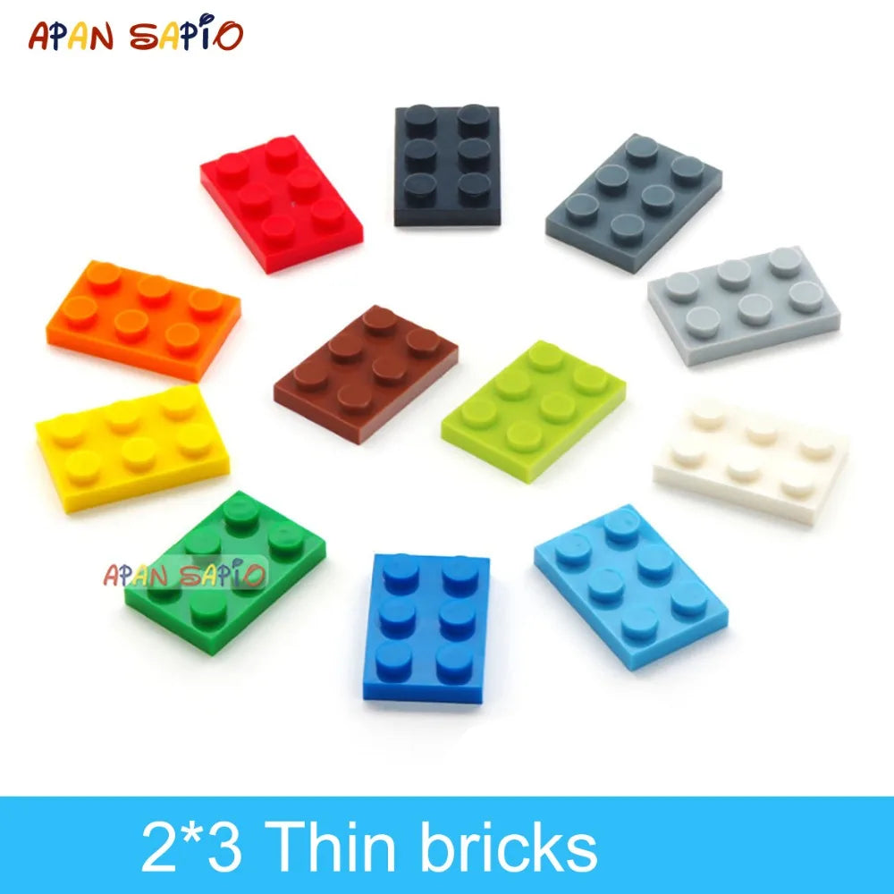 80pcs DIY Building Blocks Thin Figures Bricks 2x3 Dots 12Color Educational Creative Size Compatible With 3021 Toys for Children