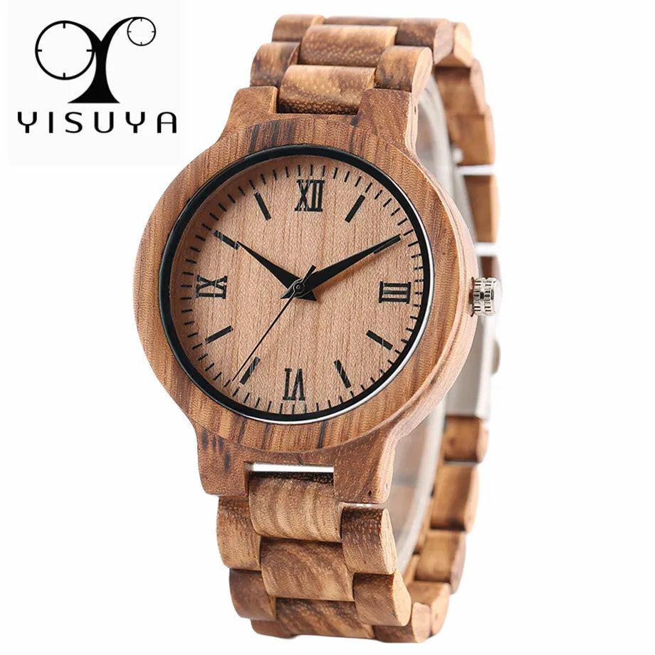 Reloj YISUYA de madera natural de bambú hecho a mano para hombre, relojes creativos de madera para mujer, nueva moda, reloj Digital de cuarzo, regalo de Navidad