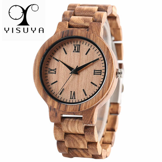 YISUYA Nature bois bambou montre hommes à la main en bois créatif femmes montres nouvelle mode Quartz horloge numérique cadeau de noël