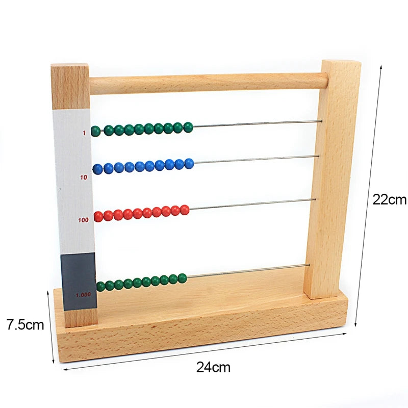 Juguete de matemáticas Montessori de madera para niños pequeños, juguete de ábaco con cuentas, estante de computación Cent, diez cientos de miles de cuentas, juguetes para niños y niñas