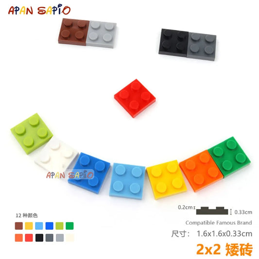 Blocs de Construction en briques fines 2x2, 30 pièces/lot, jouets de Construction à Assemblage éducatif pour enfants, taille Compatible avec 3022