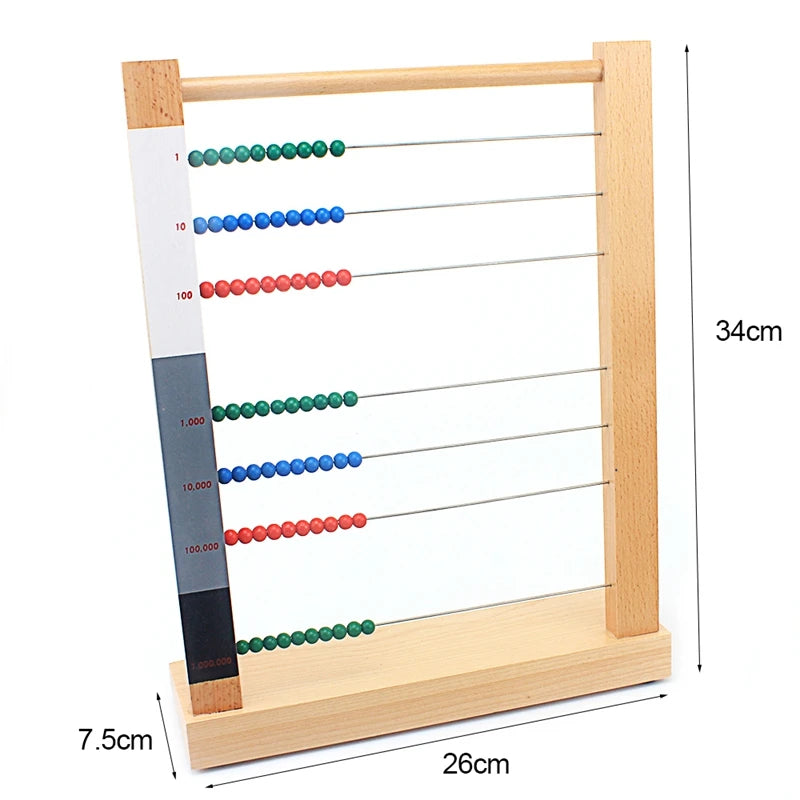 Juguete de matemáticas Montessori de madera para niños pequeños, juguete de ábaco con cuentas, estante de computación Cent, diez cientos de miles de cuentas, juguetes para niños y niñas