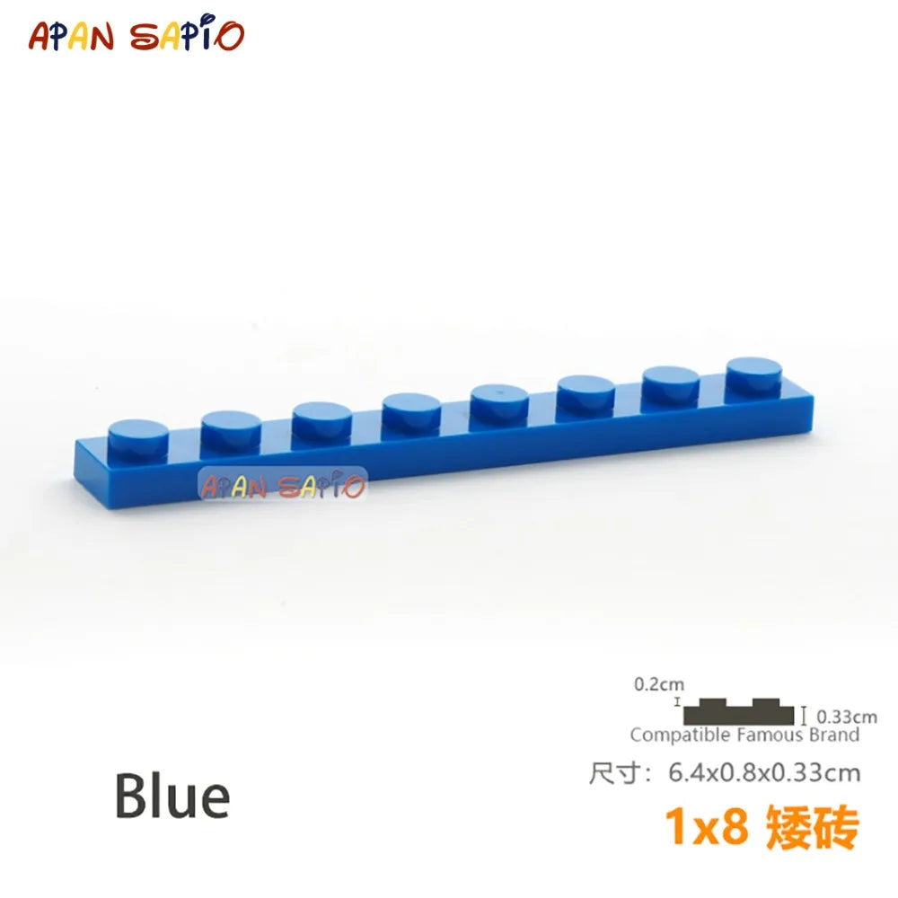 15pcs/lot DIY Blocks Building Bricks Thin 1X8 Educational Assemblage Construction Toys for Children Size Compatible With Brand