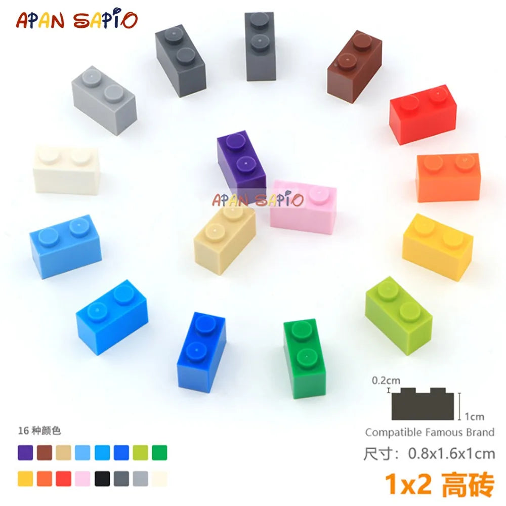 Blocs de Construction pour enfants, 25 pièces/lot, briques de Construction épaisses 1x2, Assemblage éducatif, jouets de Construction pour enfants, taille Compatible avec la marque