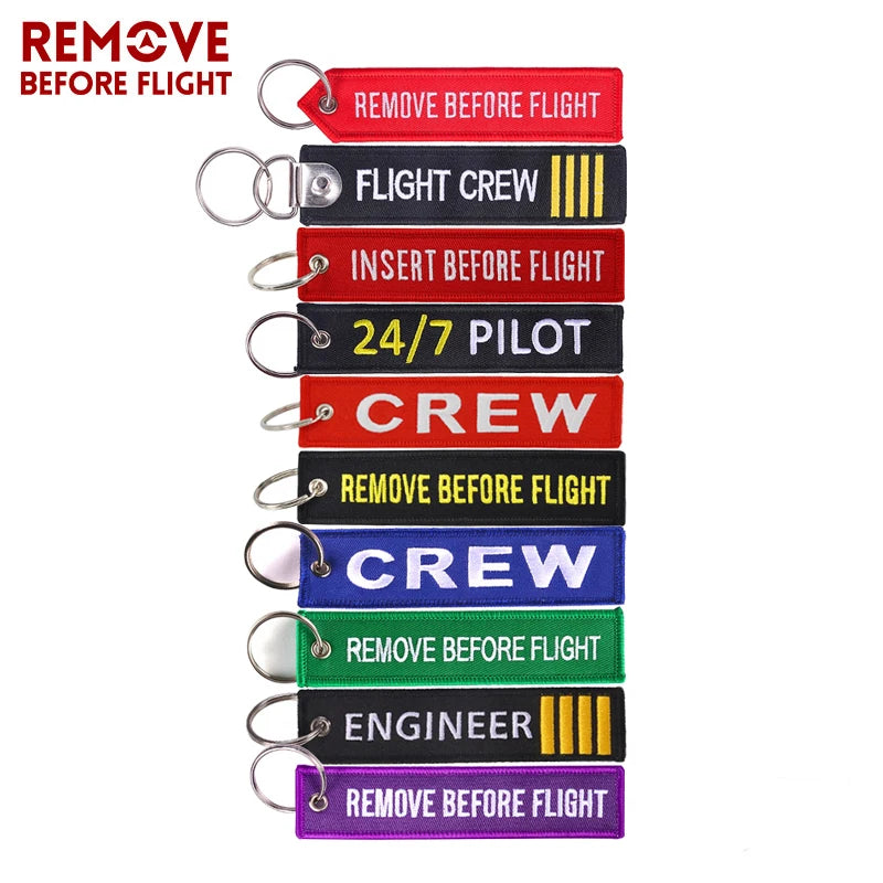 Remove Before Flight OEM Keychain Berloques Red Embroidery Highlight Key Fobs Chains Jewelry Aviation Gifts Chaveiro Masculino