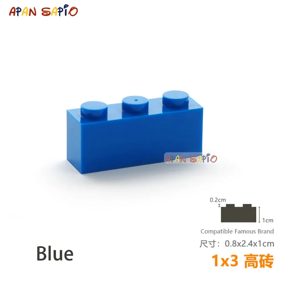 15pcs/lot DIY Blocks Building Bricks Thick 1X3 Educational Assemblage Construction Toys for Children Size Compatible With Brand