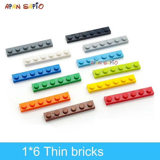 Blocs de construction à figurines fines, 80 pièces, briques 1x6 points, 12 couleurs, taille créative éducative, compatibles avec 3666 jouets pour enfants