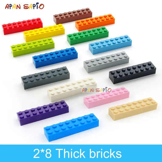 20pcs DIY Building Blocks Thick 2x8 Dots Educational Creative Toys for Children Figures Plastic Bricks Size Compatible With 3007