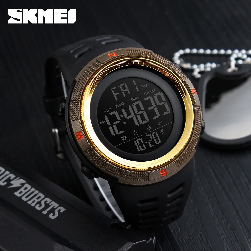 Marca SKMEI, relojes deportivos para hombre, moda Chronos, cuenta atrás, reloj Digital LED resistente al agua, reloj de pulsera militar para hombre, reloj Masculino