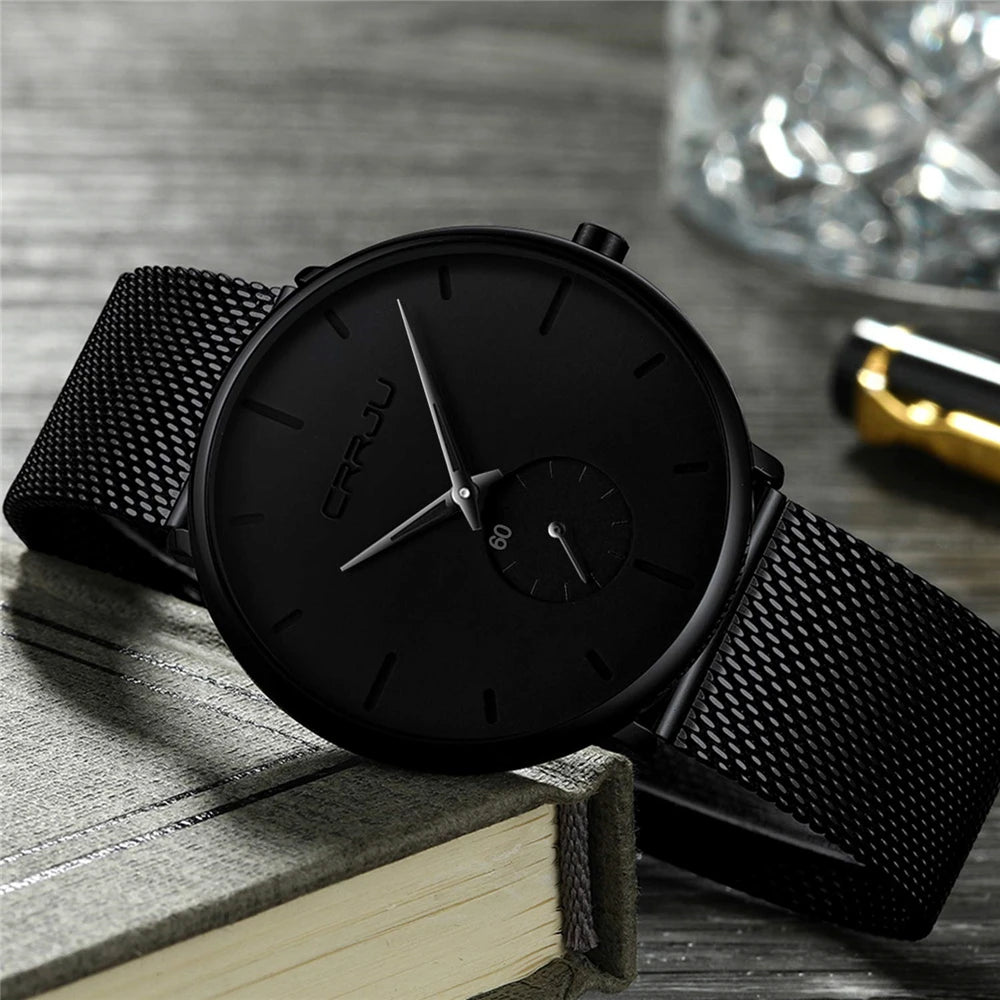 Ultra mince créatif noir en acier inoxydable montres à Quartz hommes Simple mode affaires japon montre-bracelet horloge mâle Relogios