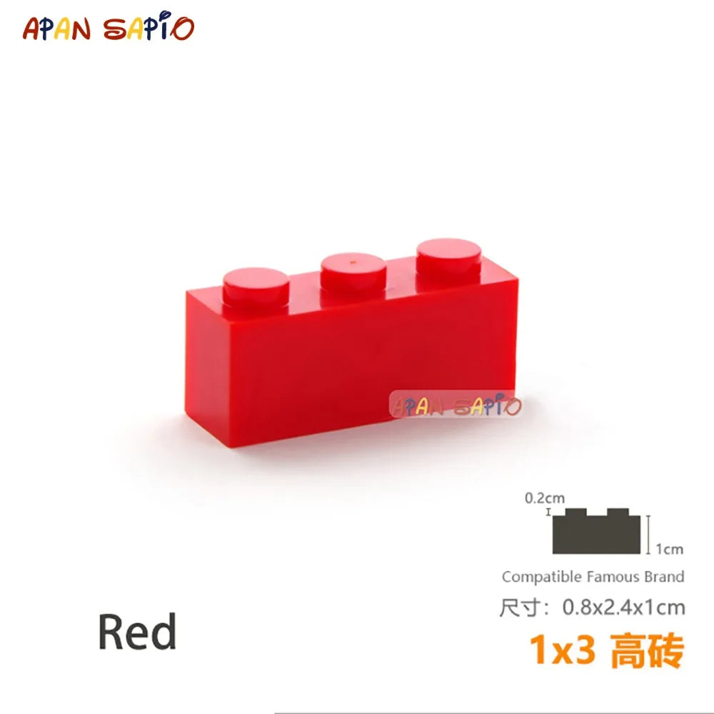 15pcs/lot DIY Blocks Building Bricks Thick 1X3 Educational Assemblage Construction Toys for Children Size Compatible With Brand