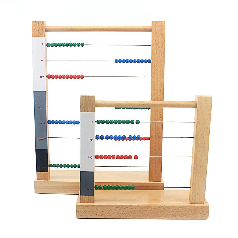 Juguete de matemáticas Montessori de madera para niños pequeños, juguete de ábaco con cuentas, estante de computación Cent, diez cientos de miles de cuentas, juguetes para niños y niñas