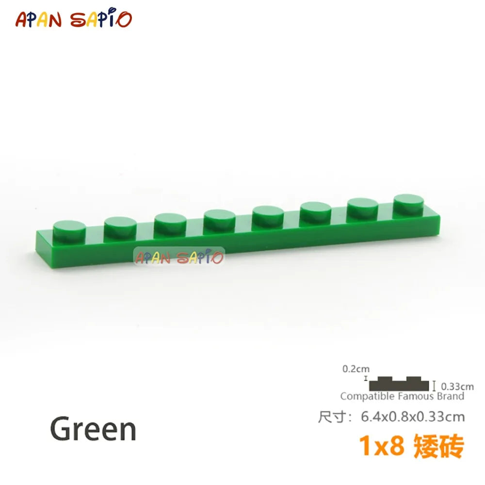 15pcs/lot DIY Blocks Building Bricks Thin 1X8 Educational Assemblage Construction Toys for Children Size Compatible With Brand