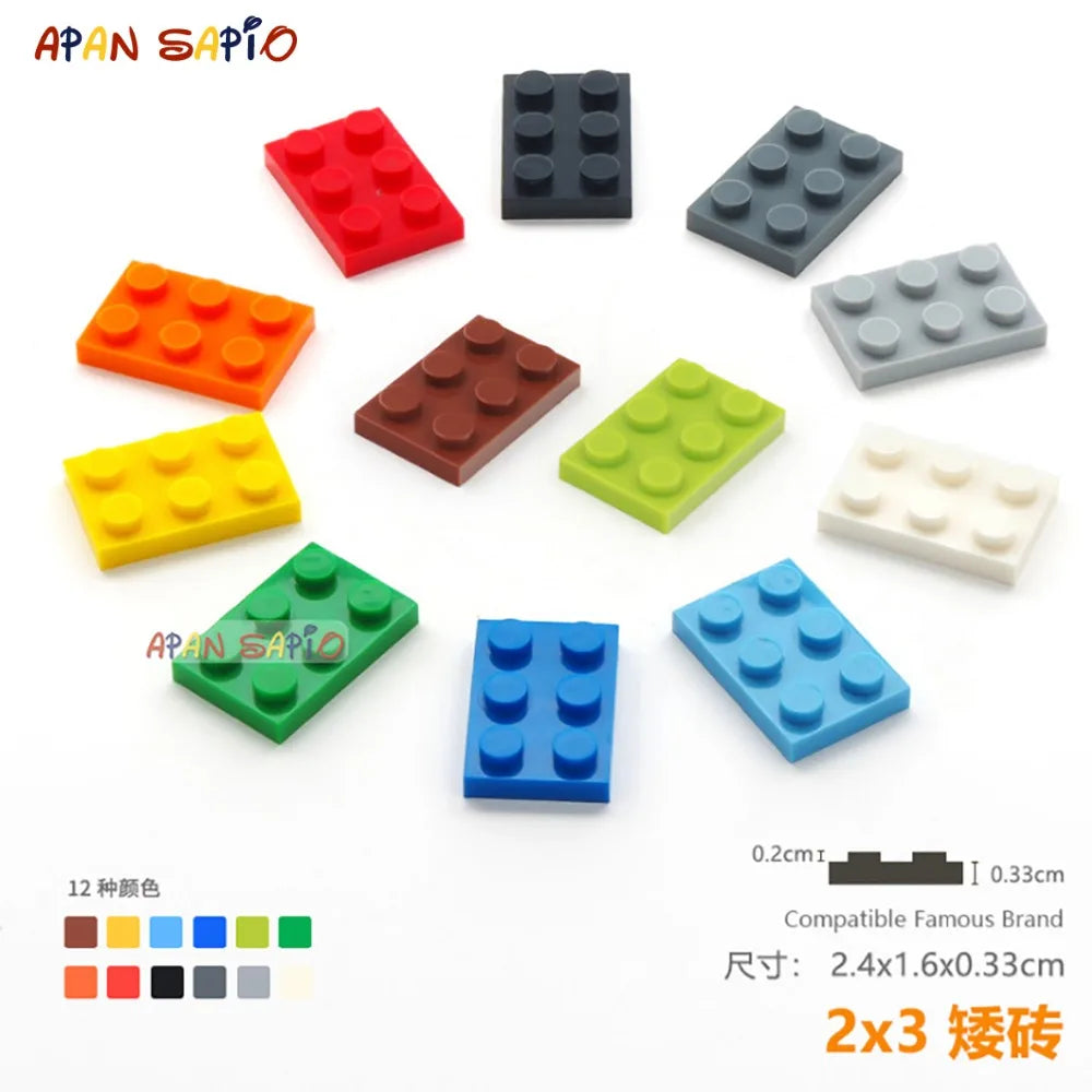 Blocs de Construction en briques fines 2x3, 20 pièces/lot, assemblage éducatif, jouets de Construction pour enfants, taille Compatible avec la marque