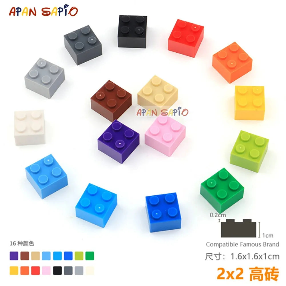 Blocs de Construction pour enfants, 15 pièces/lot, briques de Construction épaisses 2x2, Assemblage éducatif, jouets de Construction compatibles avec la marque