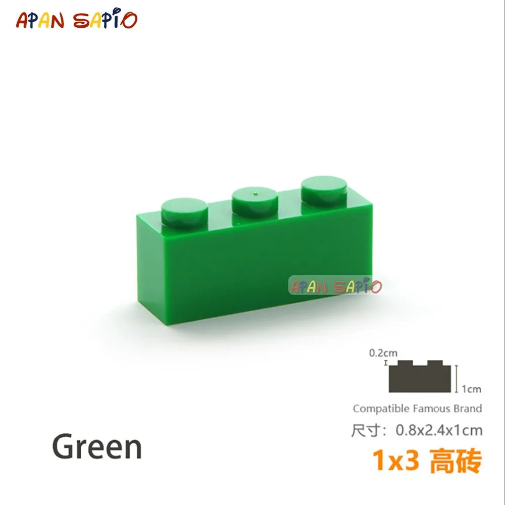 15pcs/lot DIY Blocks Building Bricks Thick 1X3 Educational Assemblage Construction Toys for Children Size Compatible With Brand