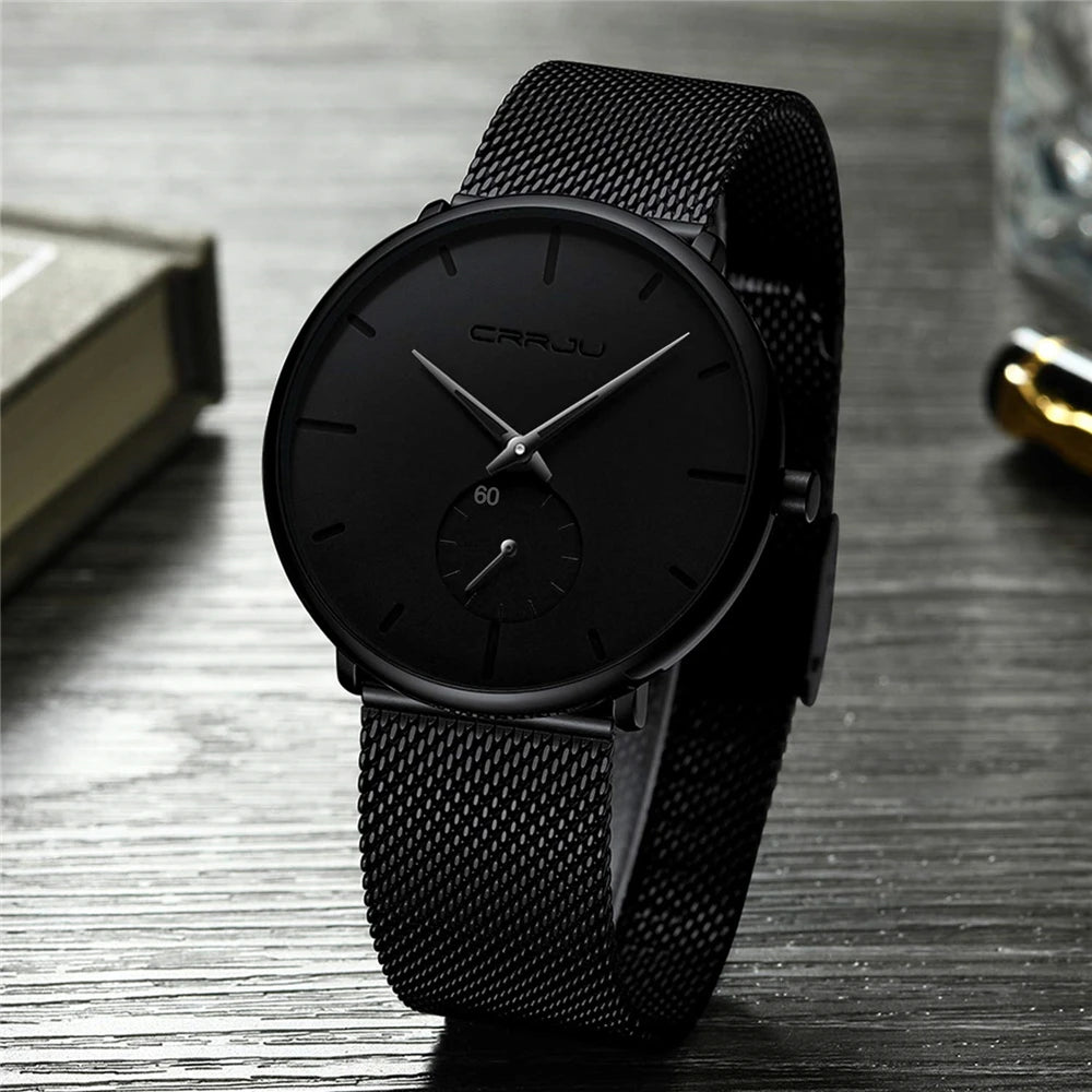 CRRJU Sports Mens slim Watches Top Brand Luxury Waterproof Sport Watch Men Ultra Thin Dial Quartz Watch Casual Relogio Masculino