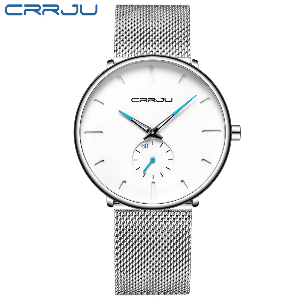 CRRJU Sports Mens slim Watches Top Brand Luxury Waterproof Sport Watch Men Ultra Thin Dial Quartz Watch Casual Relogio Masculino