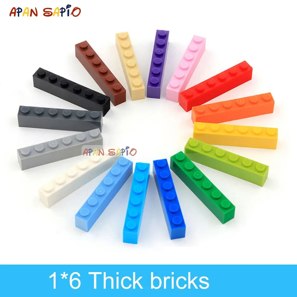 40pcs DIY Building Blocks Thick Figures Bricks 1x6 Dots Educational Creative Size Compatible With 3009 Plastic Toys for Children