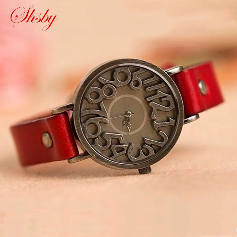 Shsby, nuevo reloj Digital Vintage con correa de cuero de vaca auténtico, relojes de vestir para mujer, reloj de cuarzo para mujer, reloj de ocio para estudiantes