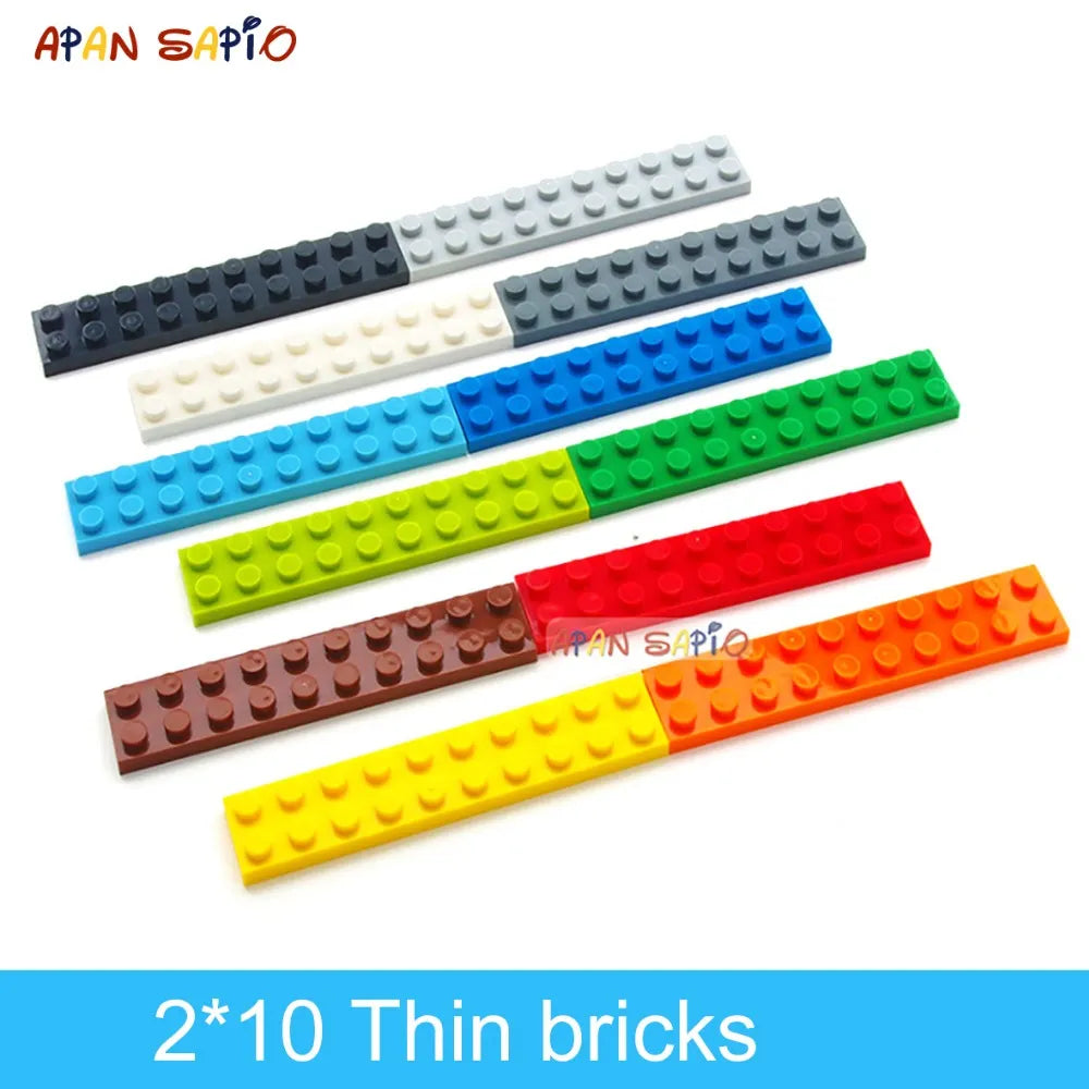 Bloques de construcción DIY de 20 piezas, figuras finas, ladrillos de 2x10 puntos, tamaño creativo educativo, Compatible con juguetes de plástico 3832 para niños