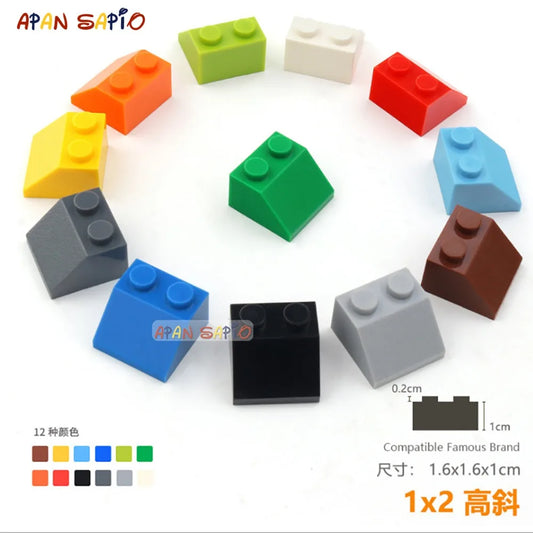 20pcs/lot DIY Blocks Building Bricks Bevel 1X2 Educational Assemblage Construction Toys for Children Size Compatible With Brands