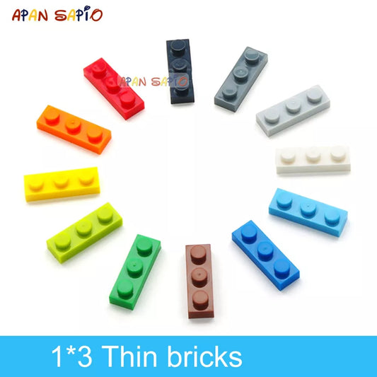 Bloques de construcción DIY 160 Uds., figuras finas, ladrillos, 1x3 puntos, 12 colores, tamaño creativo educativo, Compatible con 3623 juguetes para niños