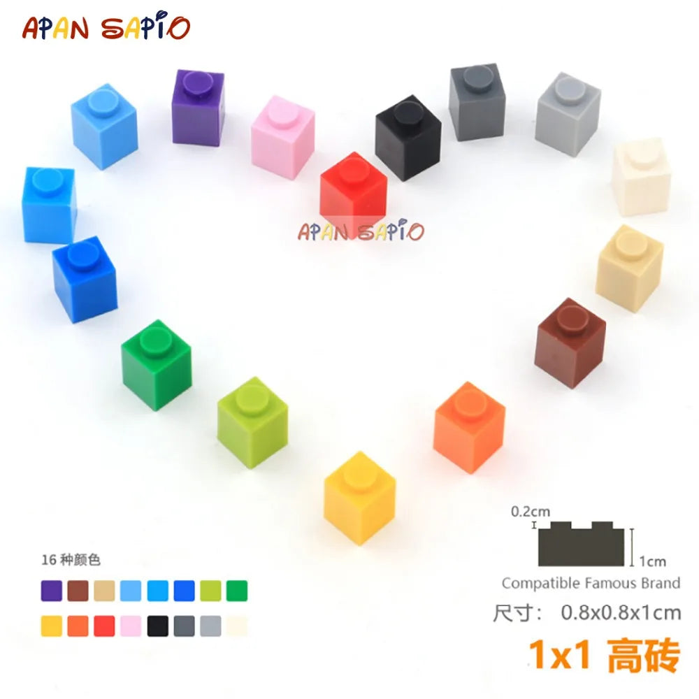 Blocs de Construction pour enfants, 50 pièces/lot, briques de Construction épaisses 1x1, Assemblage éducatif, jouets de Construction pour enfants, taille Compatible avec la marque